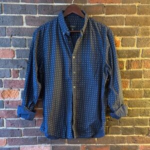 Men's Club Monaco Navy Blue Patterned Shirt, L